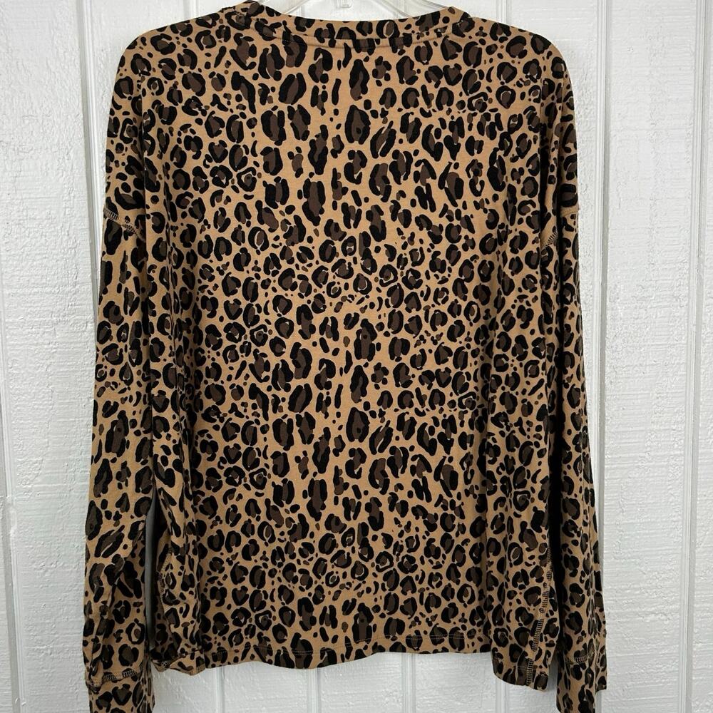 DKNY Women Long Sleeve Cheetah T-shirt Top Cotton Brown Mobwife Y2K Size XL - Picture 6 of 8